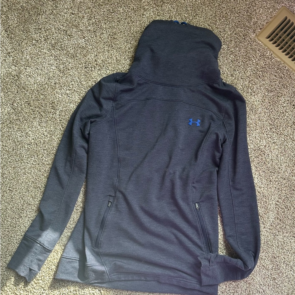 Under Armour Charcoal Hoodie with Blue Emblem